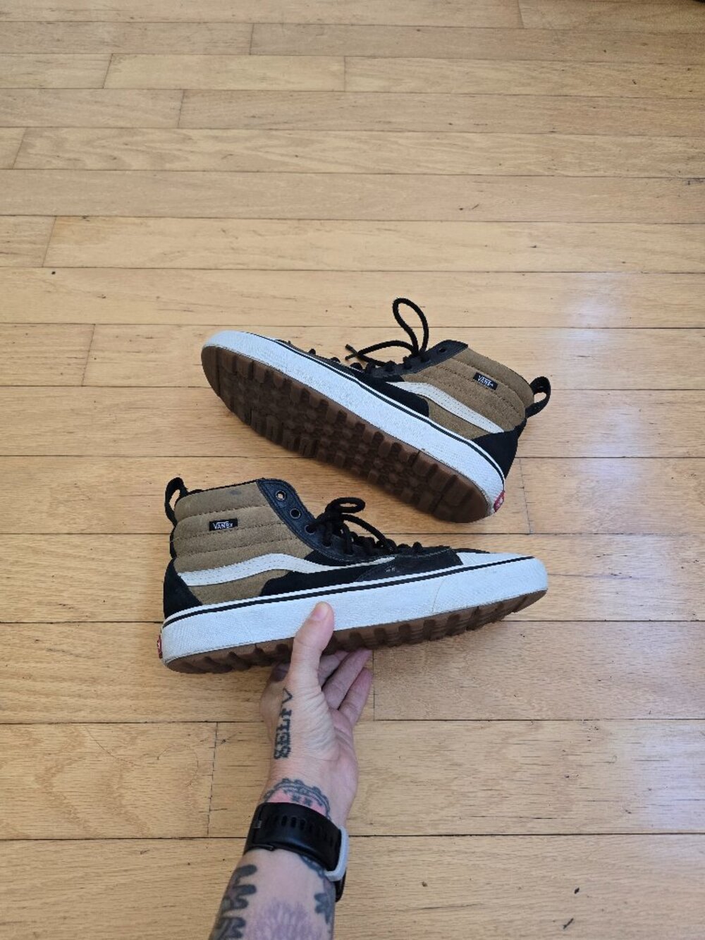 Vans | Sk8-Hi MTE Brown Black Leather Suede Weatherised Boots Sneakers Mens 9.5